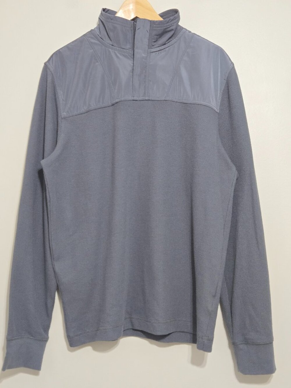 BANANA REPUBLIC 1/4 Zip Collared Gray Pullover Thermal Shirt Long Sleeve Mens L